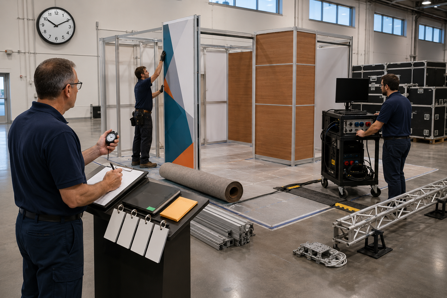 union labor cost for booth installation in las vegas estimating hours and budget